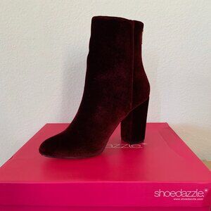 GiGi Block Heel Booties, Burgundy - size 9M (Fits someone who is a size 8)